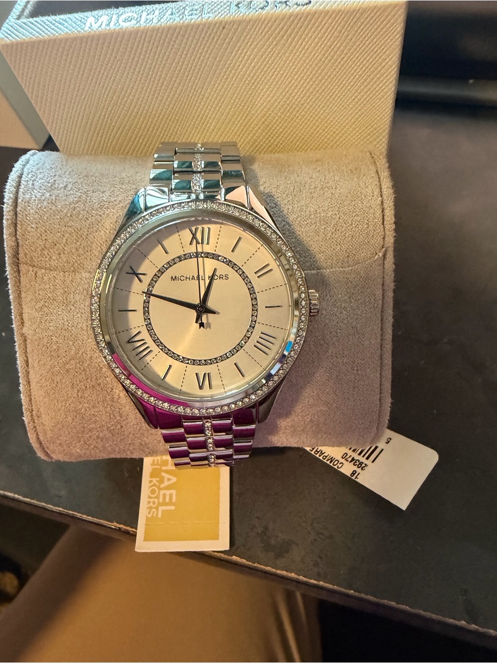 Michael Kors Silver Tone Crystal-Accent Women's Bracelet Watch